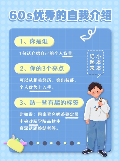 开学季新生自我介绍攻略小红书配图预览效果