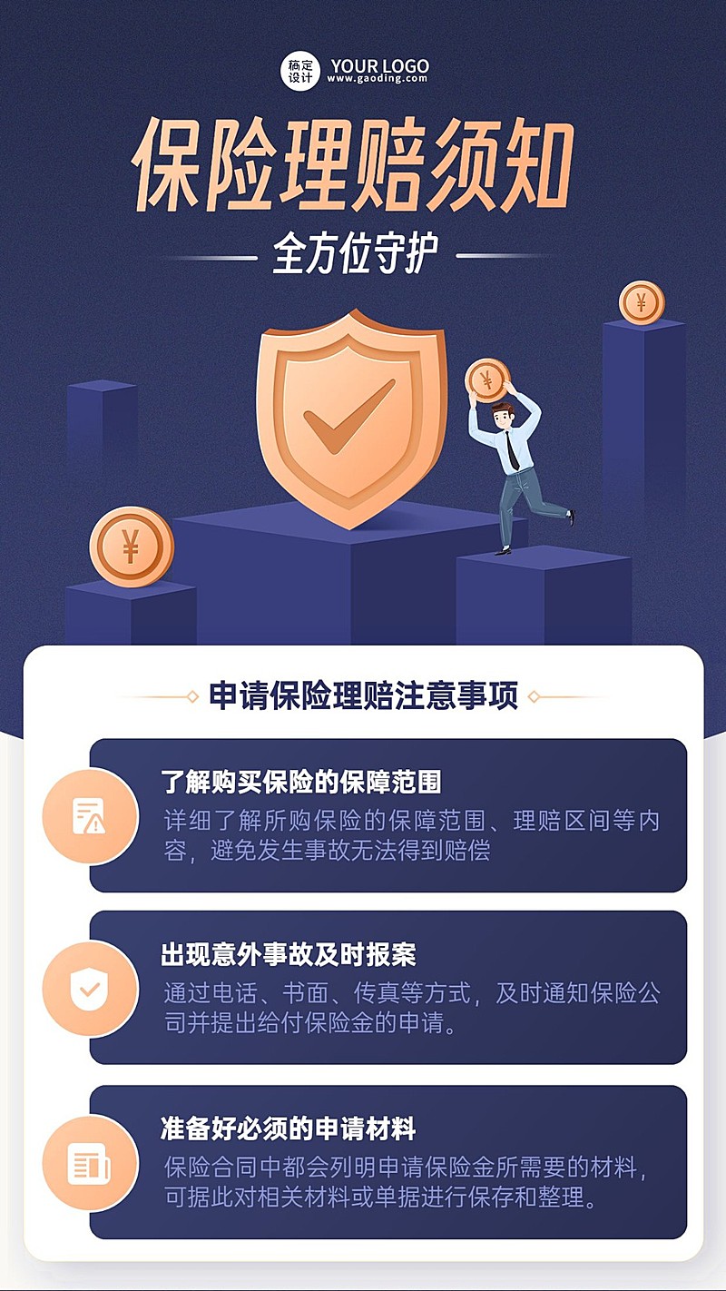 金融保险理赔注意事项知识科普手机海报
