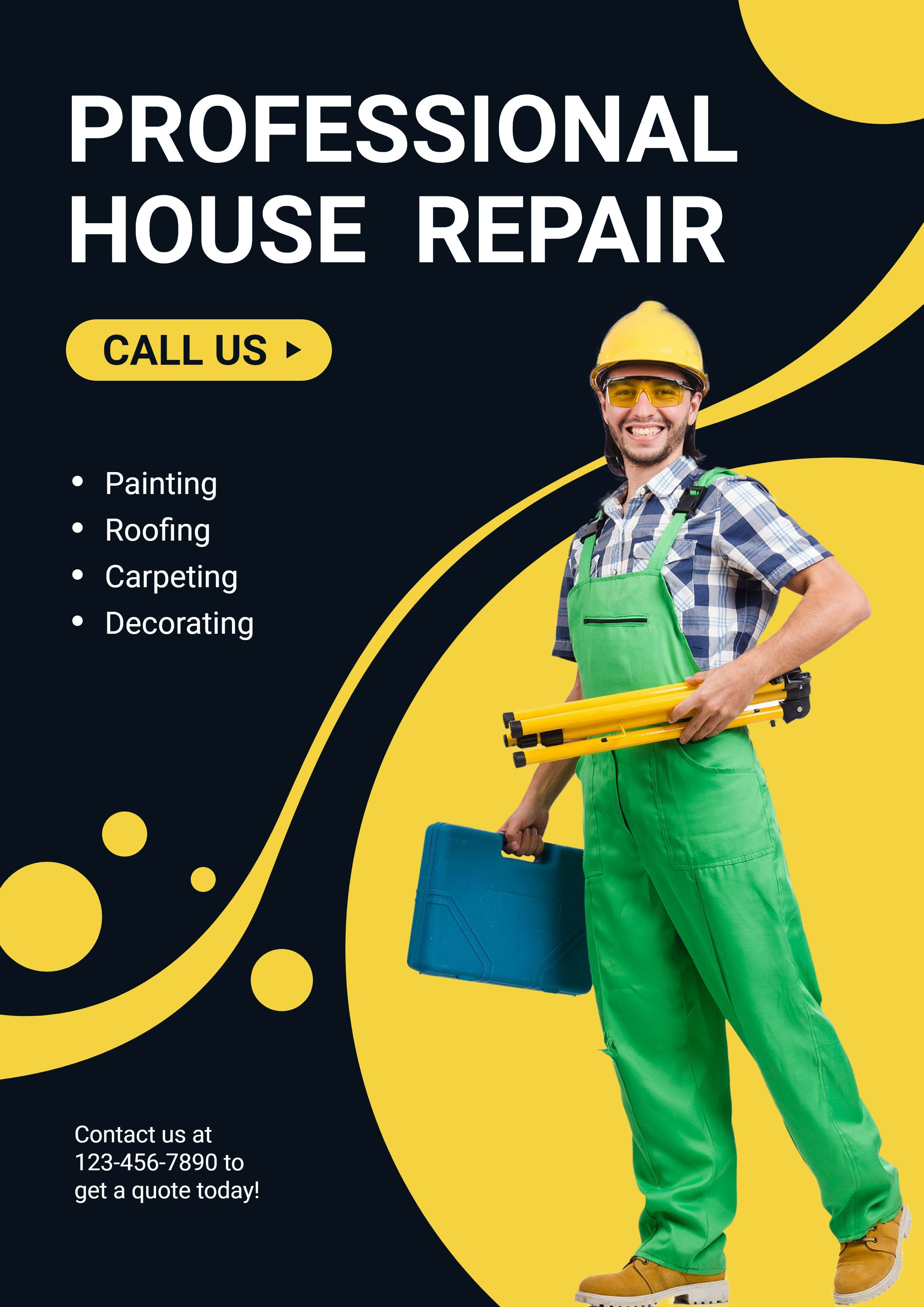 House Repair Construction Services Promo Advertising Poster
