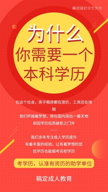 本科学历成人教育宣传海报预览效果