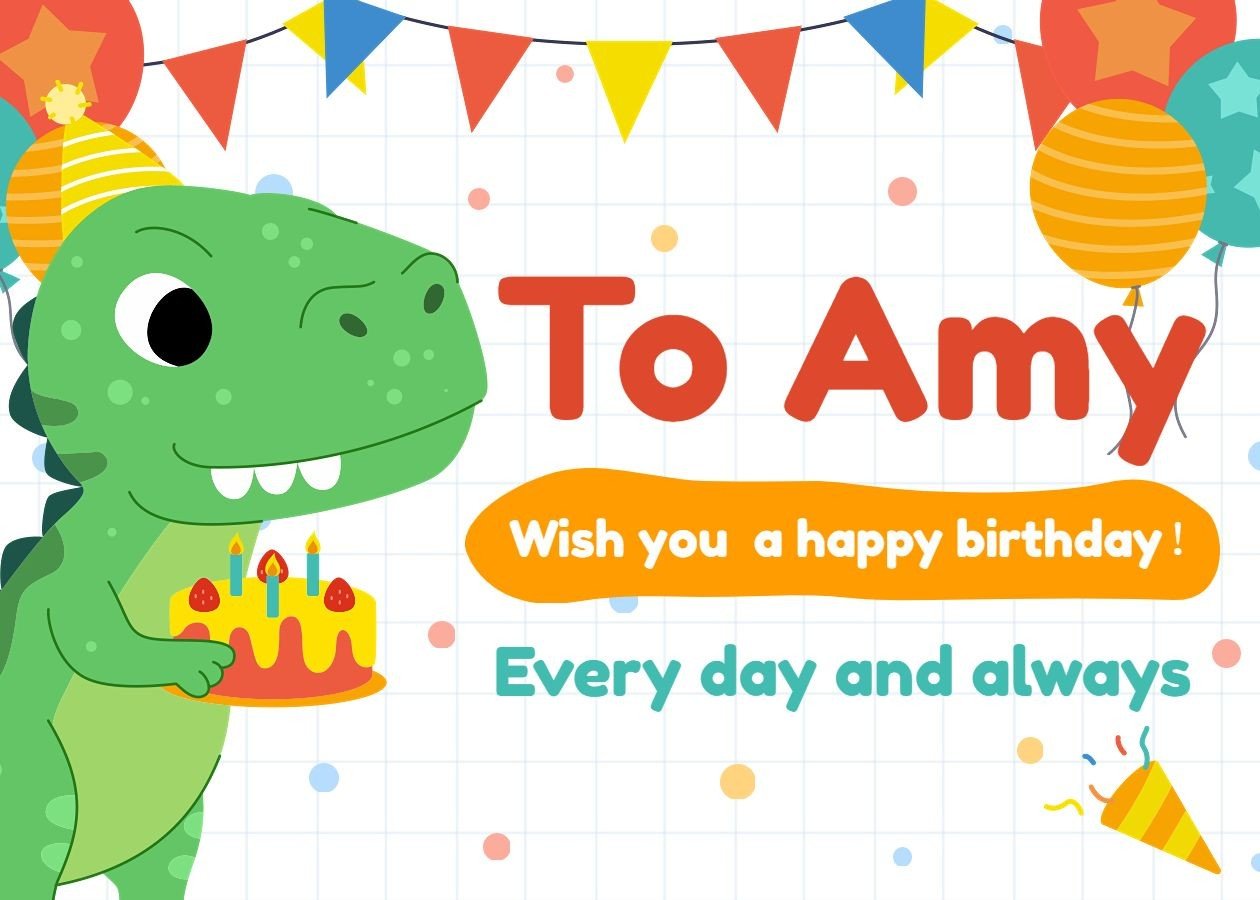 Cute Cartoon Dinosaur Pattern Birthday Card