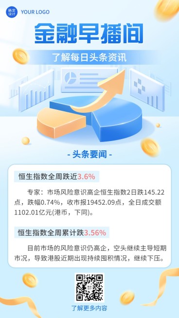 金融证券股市行业资讯解读知识科普2.5D手机海报预览效果