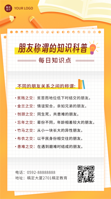 初高中知识科普手机海报预览效果