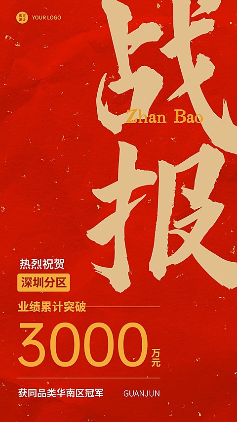 微商地区销售业绩表彰战报喜报大字手机海报