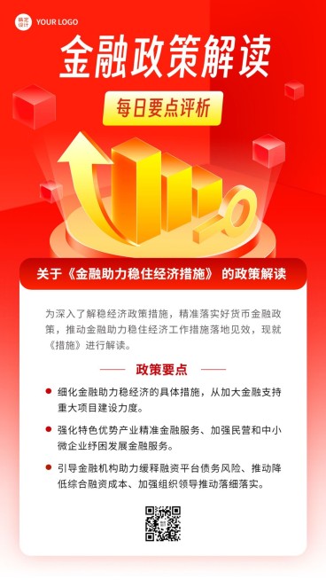 金融政策解读行业资讯2.5D手机海报预览效果