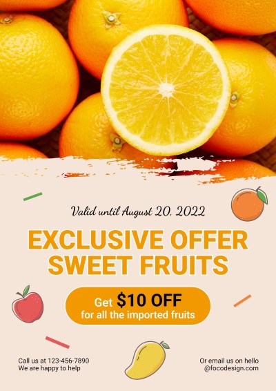 Oranges Fresh Fruits Groceries Food Sale Promo Advertising Poster