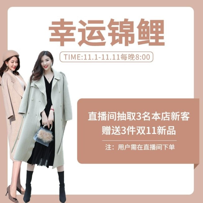 简约双11女装直播活动主图预览效果