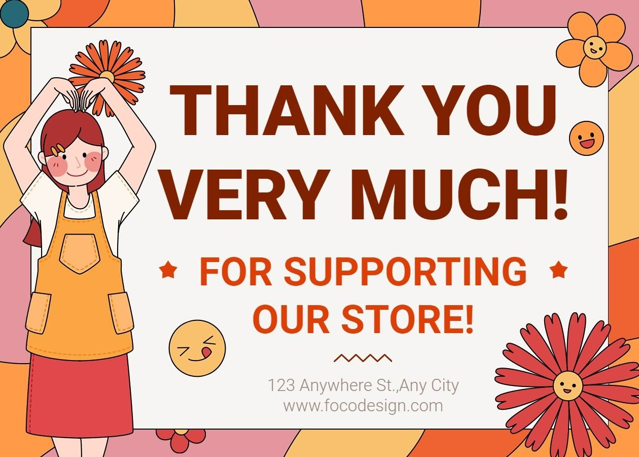 Cute Hand Painted Girl Thank You Card