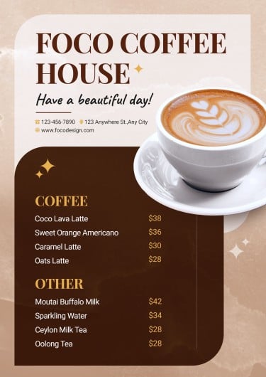 Simple Brown Geometry Frame Coffee Shop Cafe Drinks Menu