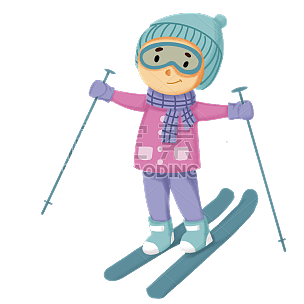 手绘-小学生课外运动贴纸-滑雪