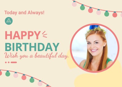 Simple Smile Woman Portrait Birthday Card