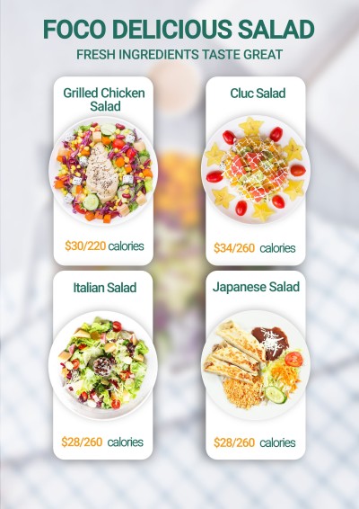 Simple Geometry Frame Delicious Salad Menu