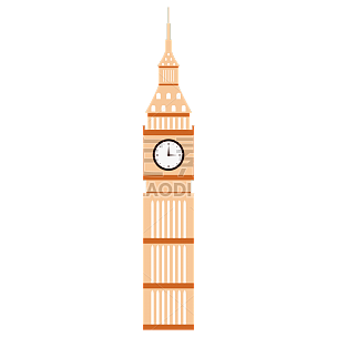手绘-留学国家景点贴纸-伦敦大本钟
