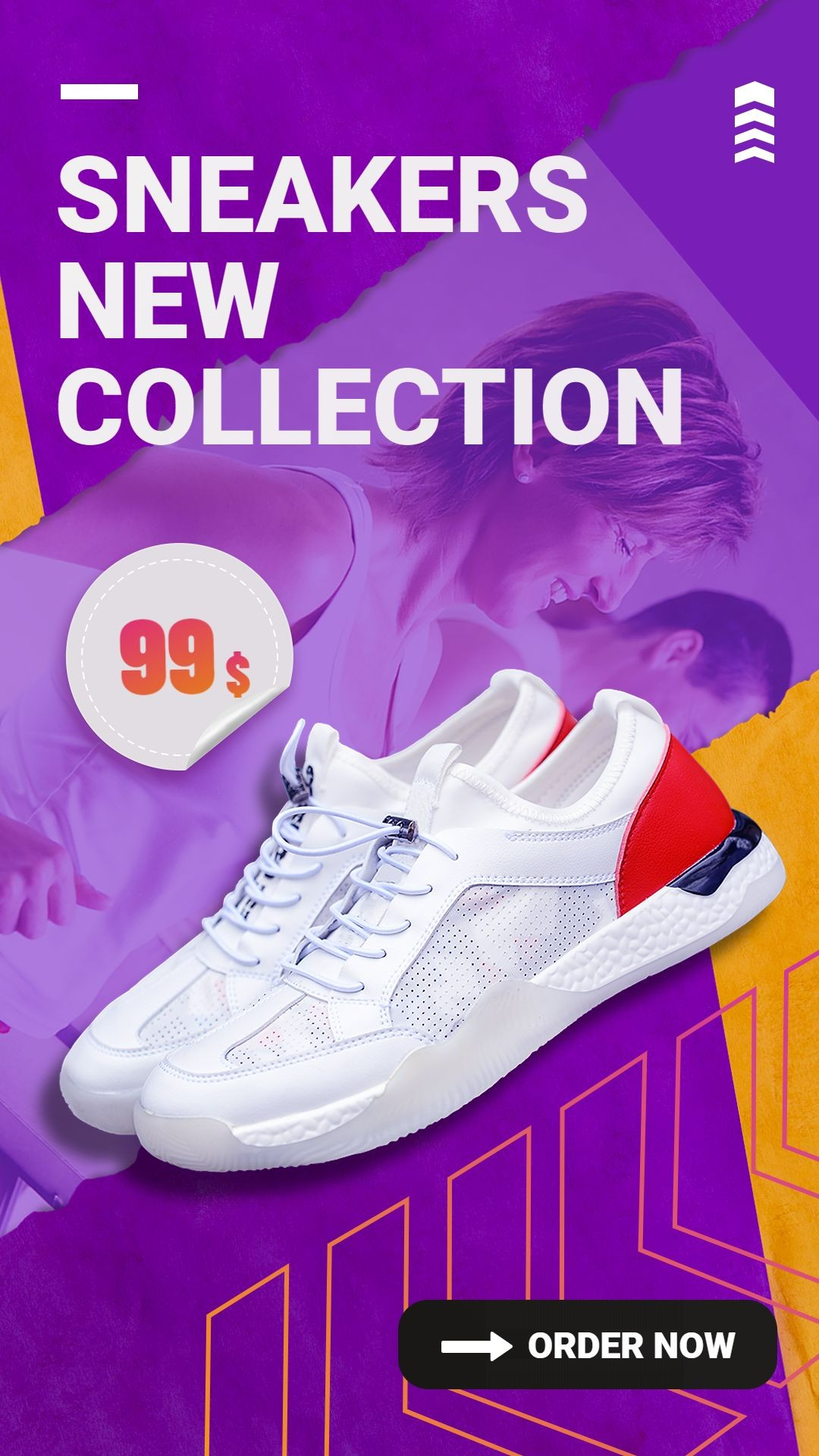 Purple Background Sports Running Shoes Fashion Sale Promo Ecommerce Story