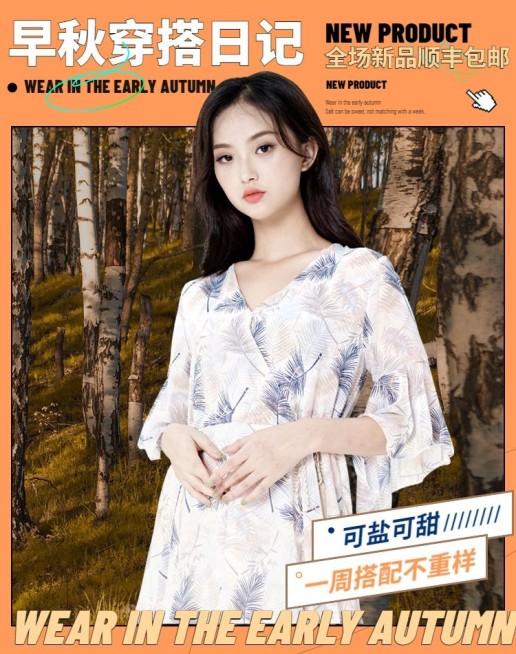 秋冬上新服装女装文艺海报banner预览效果
