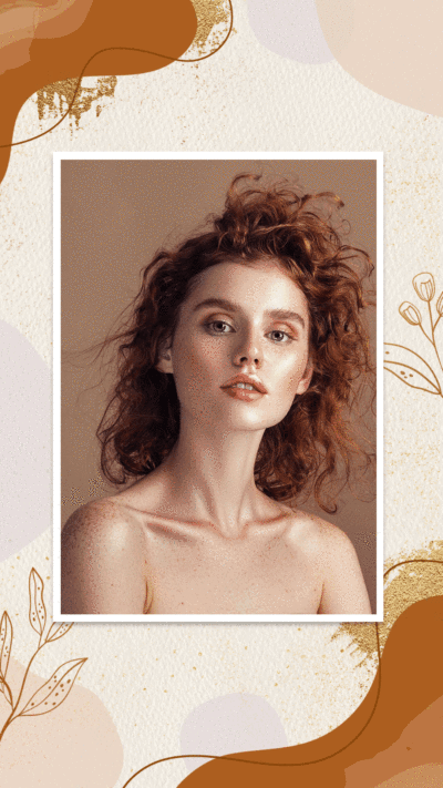 Retro Style Gold Leaves Element Woman Instagram Story Video