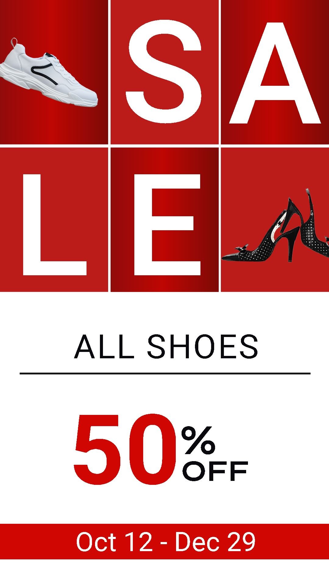 Men's Sports Shoes and Women's High Heels Fashion Sale Promo Ecommerce Story预览效果