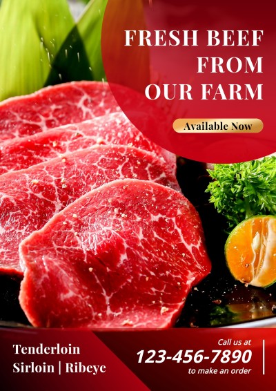 Butchery Fresh Meat Groceries Food Supplies Promo Advertising Poster
