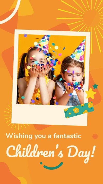 Cute Hand Painted Orange Firework Pattern Brazil Children's Day Instagram Story
