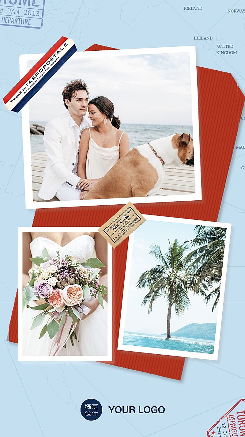 婚礼航海度假照片手账贴纸旅游