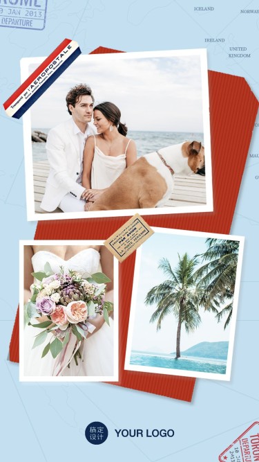 婚礼航海度假照片手账贴纸旅游