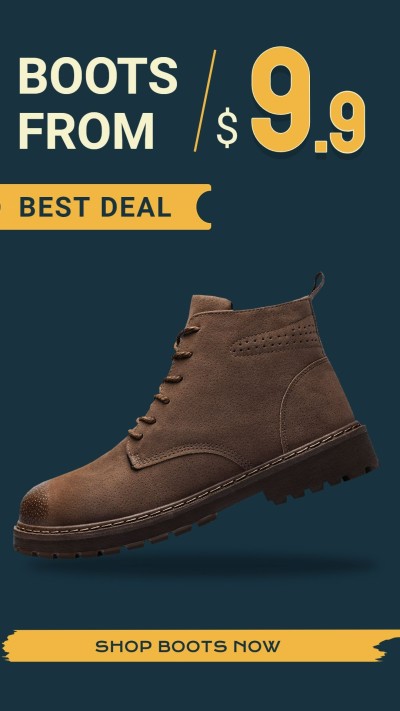 Men's Shoes Fashion Boots Sale Promo Ecommerce Story