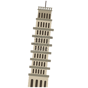 扁平-欧洲建筑创意贴纸-斜塔