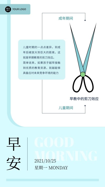 早安问候早教知识科普清新日签海报