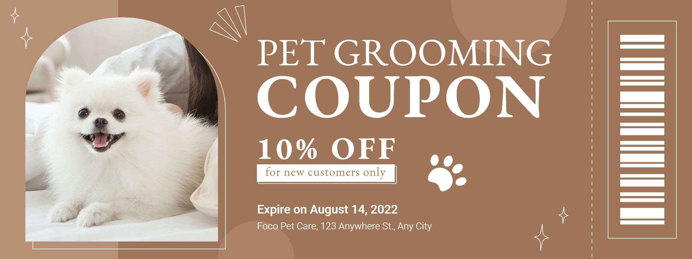 Simple Arch Frame Pet Dog Cromming Service Discount Sale Coupon