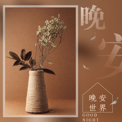 日签晚安实景静物清新文艺方形海报