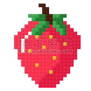 扁平卡通风乐高水果元素-草莓