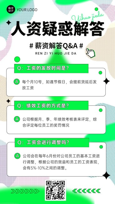 企业招聘问题薪资解答问答Q&A手机海报预览效果