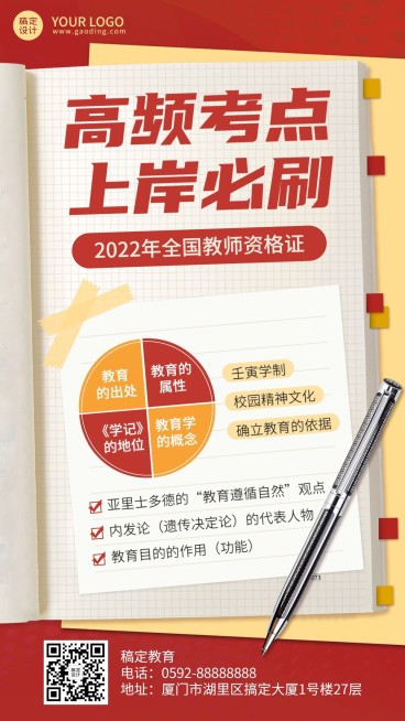 教师资格证考试备考知识点手机海报预览效果