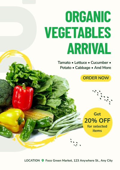Organic Fresh Vegetables Discount Sale Advertising Food Poster