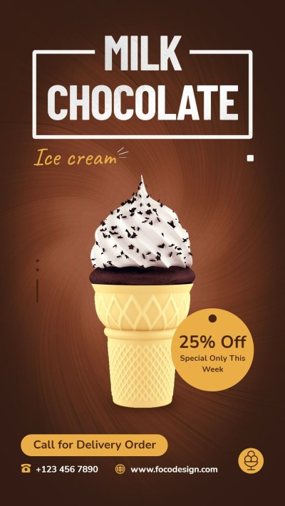 Milk Chocolate Ice Cream Consumer Packaged Food and Groceries Discount Sale Promo Ecommerce Story
