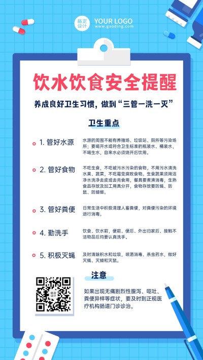 饮水饮食安全科普手机海报