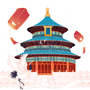 中国风建筑贴纸-祈年殿