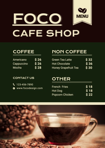 Retro Coffee Drinks Display Cafe Shop Sale Menu