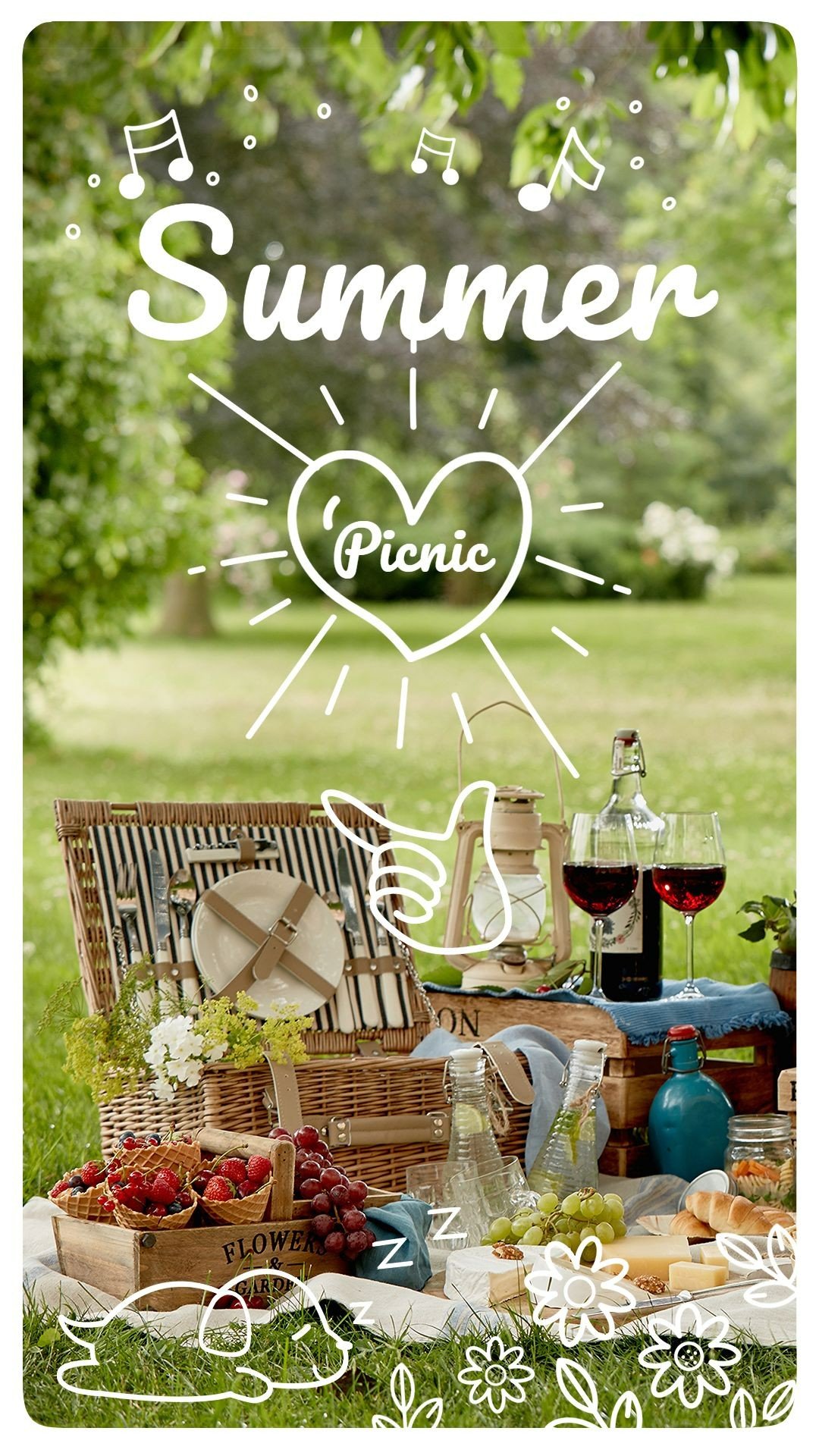 Fresh Outdoor Field Picnic Summer Seasonal Greetings Instagram Story