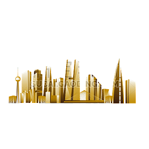 金色城市建筑剪影建筑元素贴纸1
