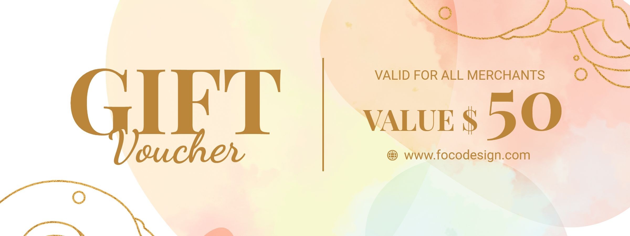 Fresh Gold Line Decorate Gift Voucher Discount Coupon