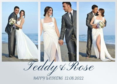 Simple Seaside Couple Group Photos Wedding Card