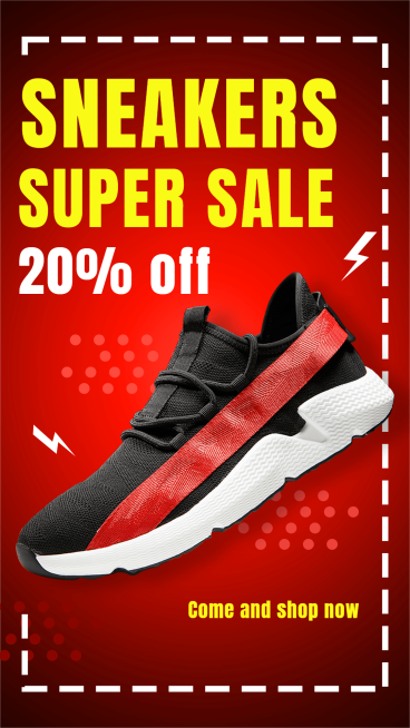 Dashed Line Frame Sports Running Shoes Fashion Sale Promo Ecommerce Story预览效果