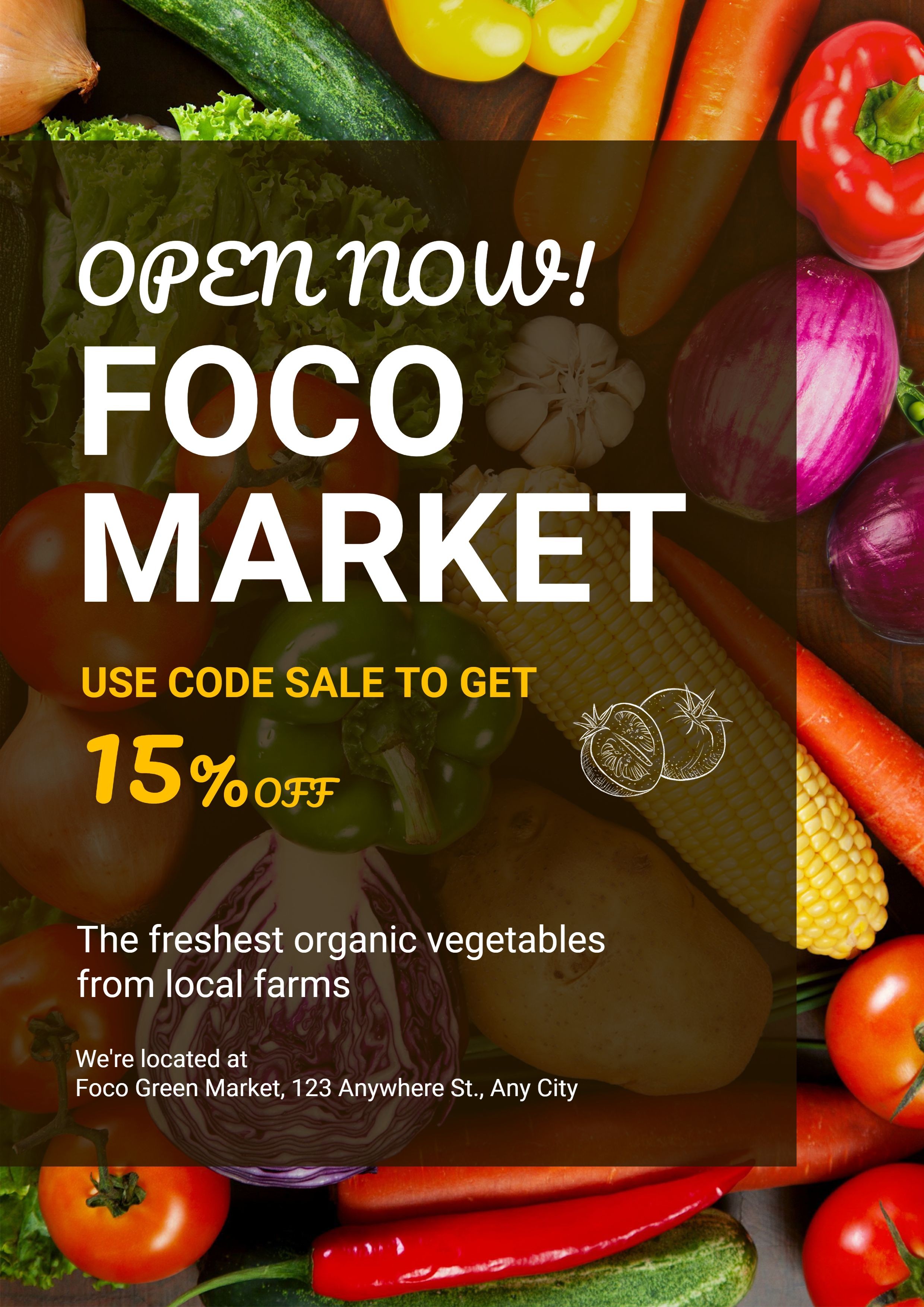 Farmer's Market Fresh Vegetables Groceries Food Supplies Discount  Promo Advertising Poster