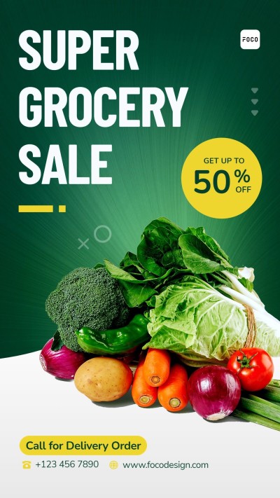 Vegetables Consumer Packaged Food and Groceries Discount Sale Promo Ecommerce Story