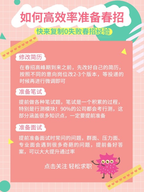 简约春招求职经验分享小红书封面配图预览效果