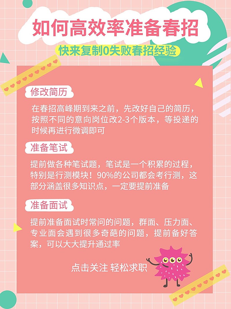 简约春招求职经验分享小红书封面配图