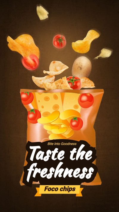 Handwritting Word Potato Chips Consumer Packaged Food Snacks Ecommerce Story