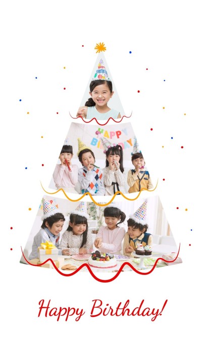 Simple Birthday Greeting Text Christmas Tree Puzzle Template Poster Instagram Story