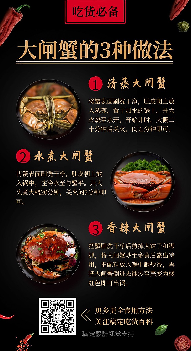 大闸蟹做法知识百科海报